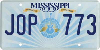 MS license plate JOP773