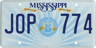 MS license plate JOP774