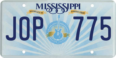 MS license plate JOP775