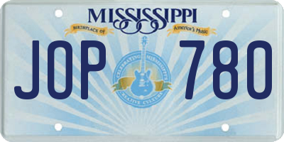 MS license plate JOP780
