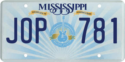 MS license plate JOP781