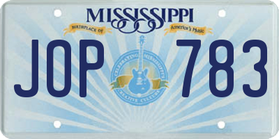 MS license plate JOP783