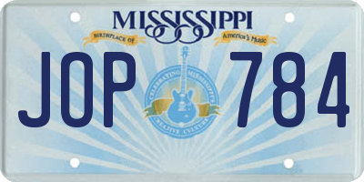 MS license plate JOP784