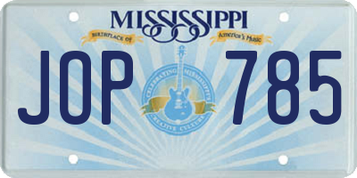 MS license plate JOP785