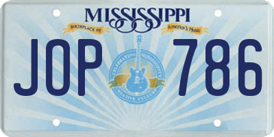 MS license plate JOP786