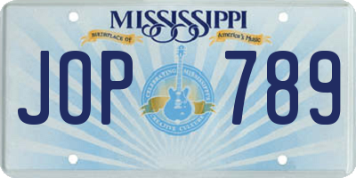 MS license plate JOP789