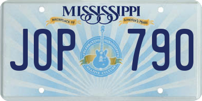 MS license plate JOP790
