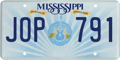 MS license plate JOP791