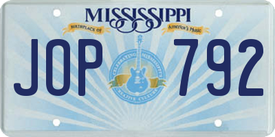 MS license plate JOP792