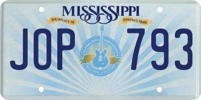 MS license plate JOP793