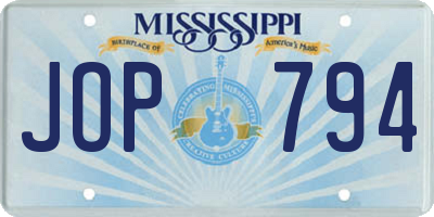 MS license plate JOP794