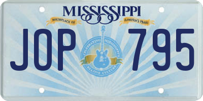 MS license plate JOP795
