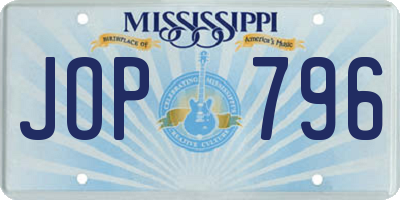 MS license plate JOP796