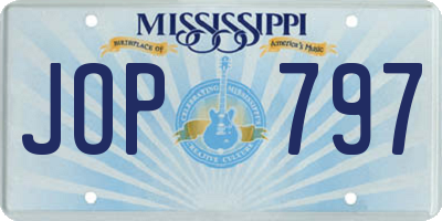 MS license plate JOP797