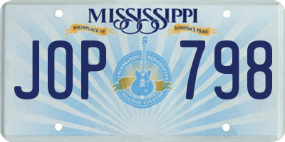 MS license plate JOP798