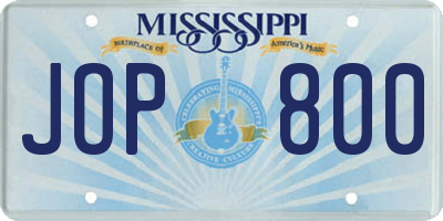 MS license plate JOP800