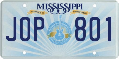 MS license plate JOP801