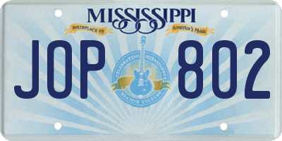MS license plate JOP802