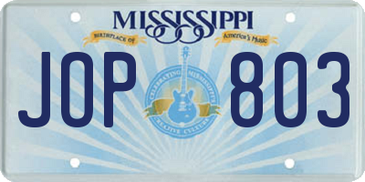 MS license plate JOP803