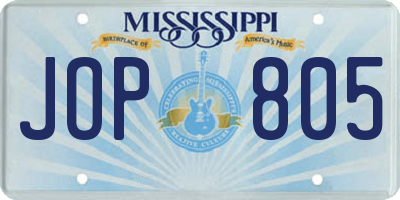 MS license plate JOP805