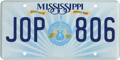 MS license plate JOP806
