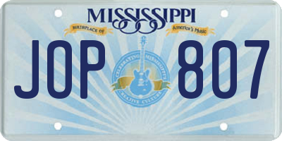 MS license plate JOP807