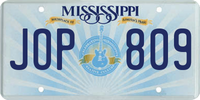 MS license plate JOP809