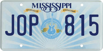 MS license plate JOP815