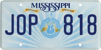 MS license plate JOP818