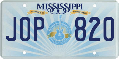 MS license plate JOP820