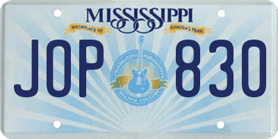 MS license plate JOP830
