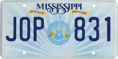 MS license plate JOP831