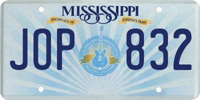 MS license plate JOP832