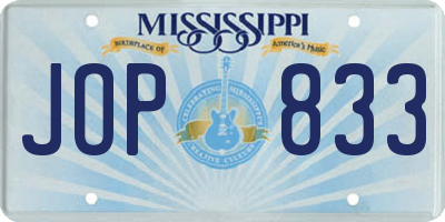 MS license plate JOP833