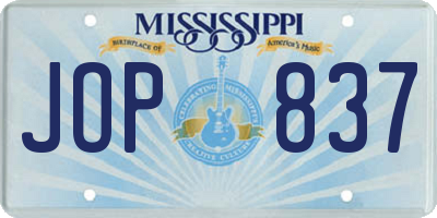 MS license plate JOP837
