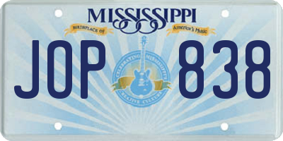 MS license plate JOP838
