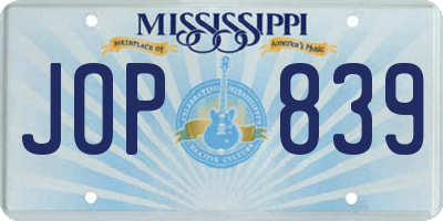 MS license plate JOP839