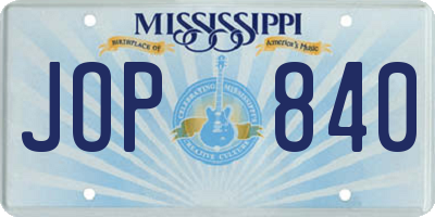 MS license plate JOP840