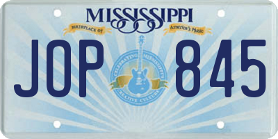 MS license plate JOP845