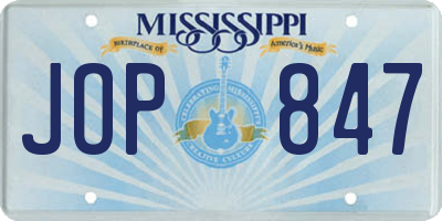 MS license plate JOP847