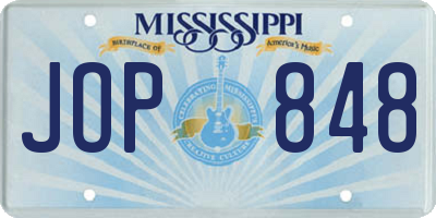 MS license plate JOP848