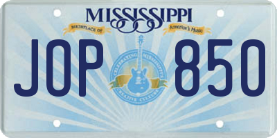 MS license plate JOP850