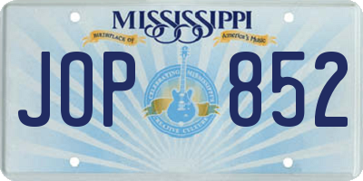 MS license plate JOP852