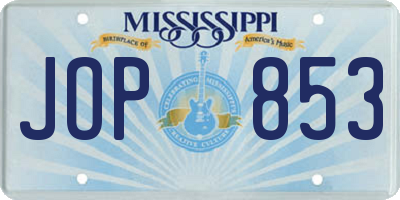 MS license plate JOP853