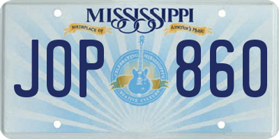 MS license plate JOP860