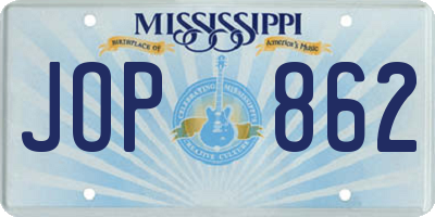 MS license plate JOP862