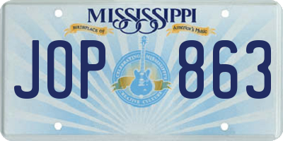 MS license plate JOP863