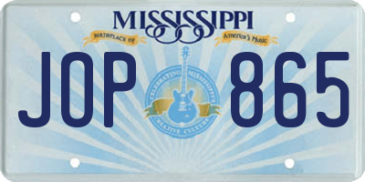 MS license plate JOP865