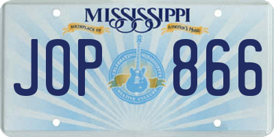 MS license plate JOP866