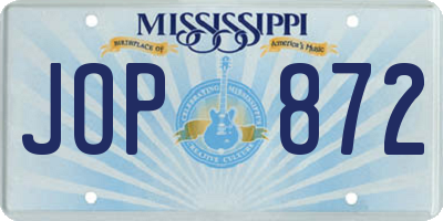 MS license plate JOP872